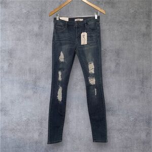 CELLO Dark Blue Distressed Skinny Jeans, Women Size 05